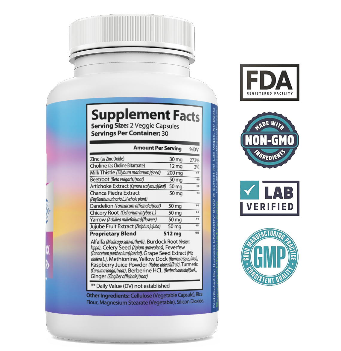 Liver Cleanse Pills with Detox Support Formula by Success Chemistry – Supports liver health with Milk Thistle, Dandelion Root, and Artichoke Extract. Contains 60 capsules. – image 2