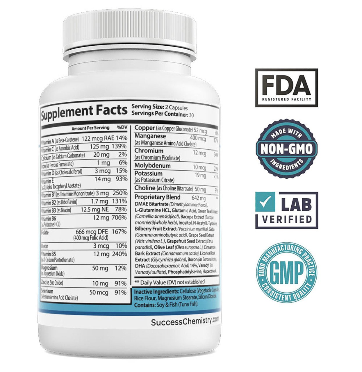 Advanced Neurotropic Focus Aid Supplement - Enhance Brain Function and Clarity with DMAE, Bacopa, and GABA - 60 Capsules – image 2