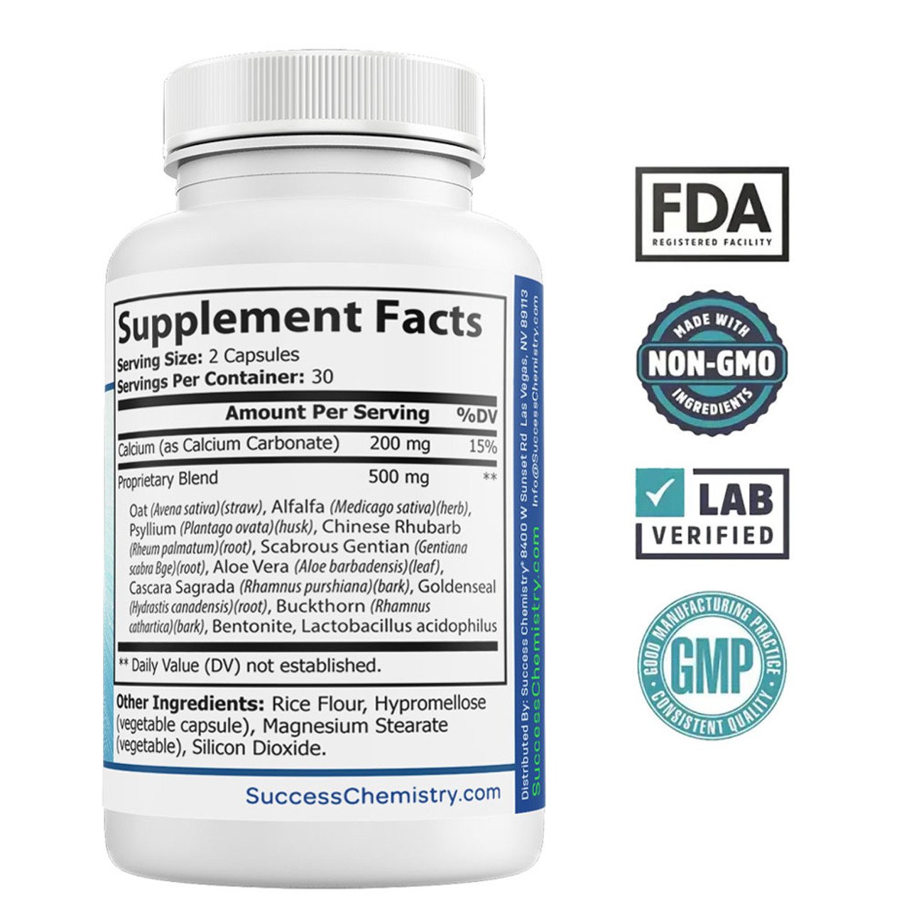 Colon Cleanse Natural Body Detox Pills by Success Chemistry - Enhance Digestive Health and Detoxification with Psyllium Husk, Senna Leaf, and Aloe Vera - 60 Capsules – image 2