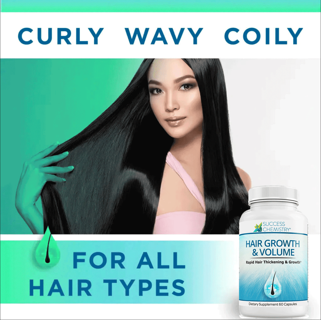 Hair Growth Supplement for Longer, Stronger, Healthier Hair by Success Chemistry - 60 Capsules – image 5