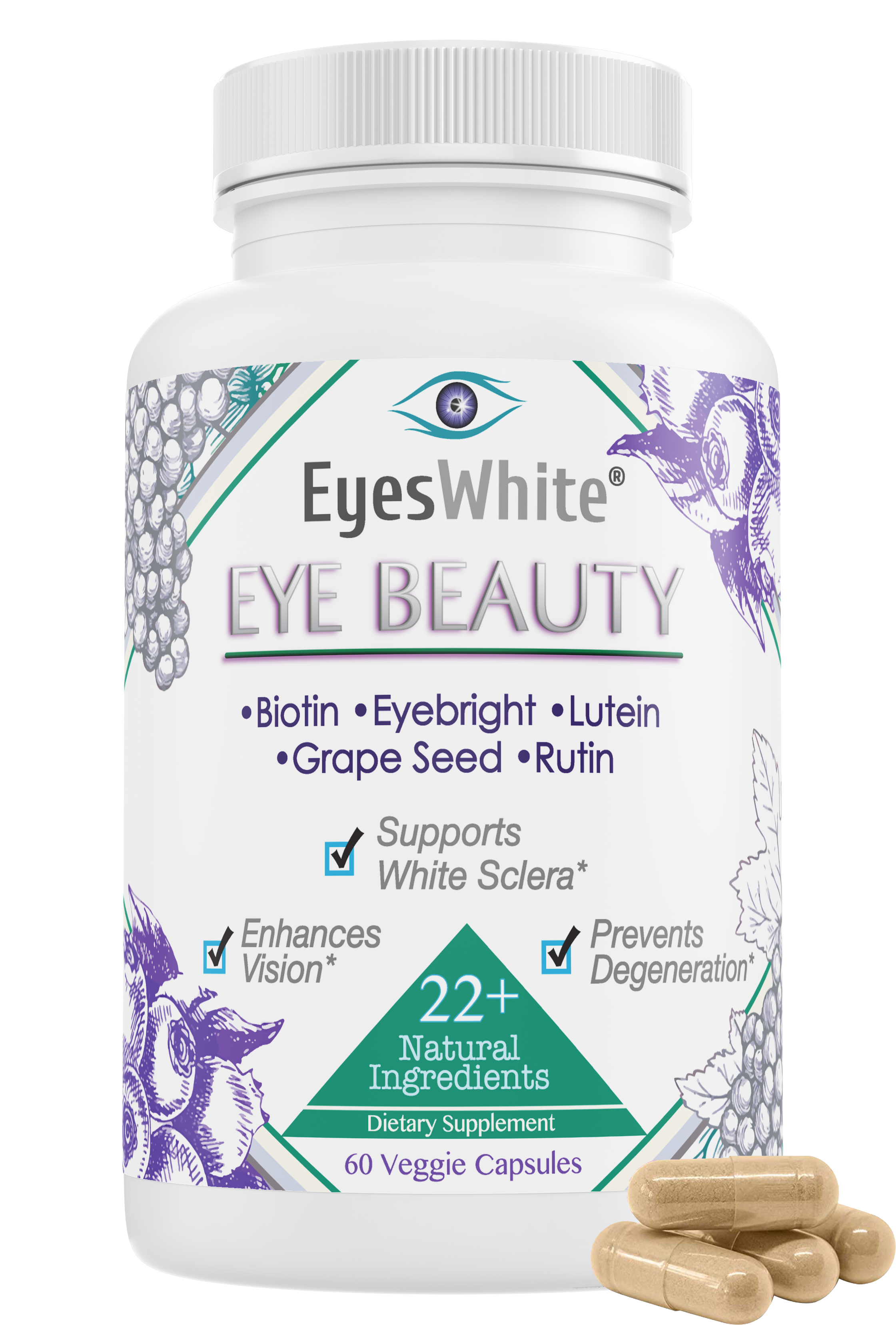 EyesWhite Eye Beauty Supplement 3 Pack Bundle - Lutein, Eyebright & Antioxidant Vision Support - 180 Capsules Total – image 6