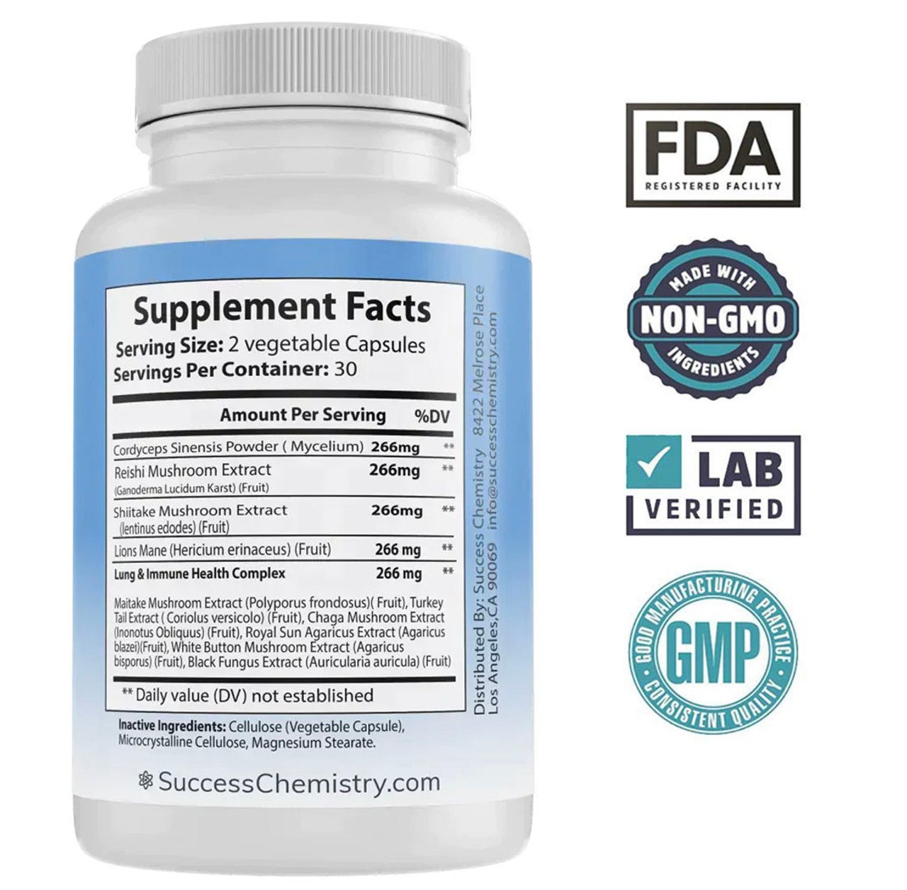 Mushroom Immune Aid and Lung Health Immunity - Boost Your Immune System and Lung Function with Medicinal Mushrooms - Reishi, Cordyceps, Chaga, and More - Natural Ingredients for Respiratory Health and Overall Well-being - 60 Servings – image 3