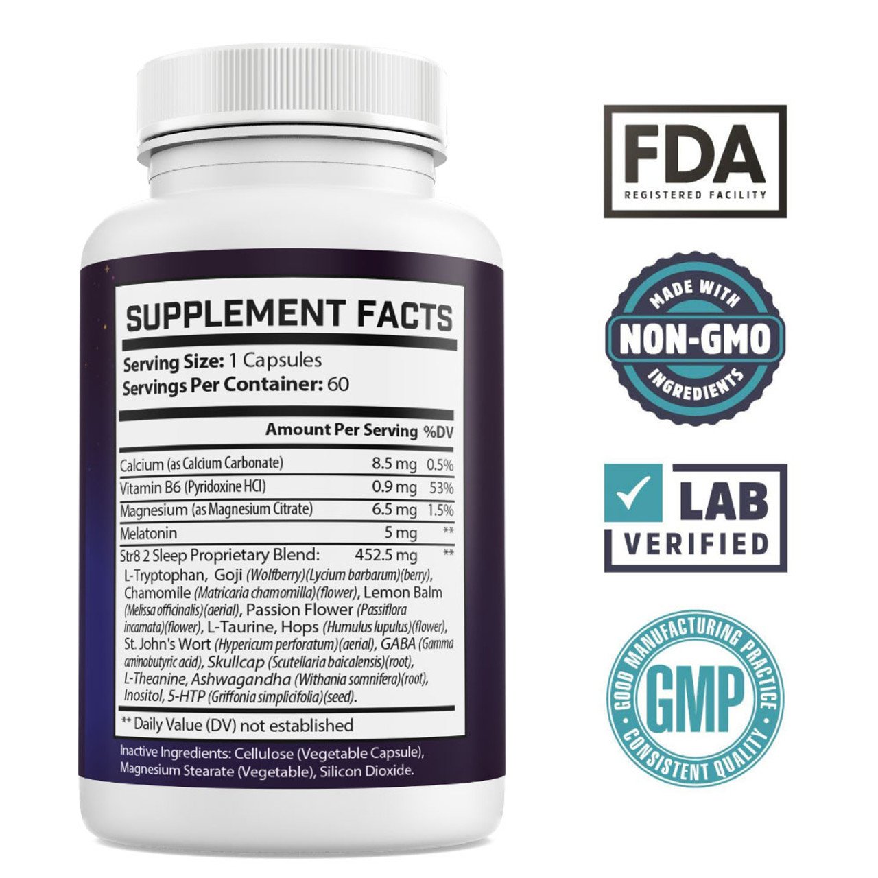 Str82sleep Sleep Support Supplement - Natural Sleep Aid with Melatonin, Ashwagandha, and Goji Berries - 60 Capsules – image 2