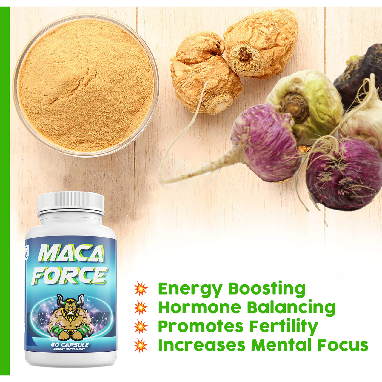 Maca Force Organic Root Supplement with Red, Black, and Yellow Maca by Success Chemistry - 60 Capsules – image 4