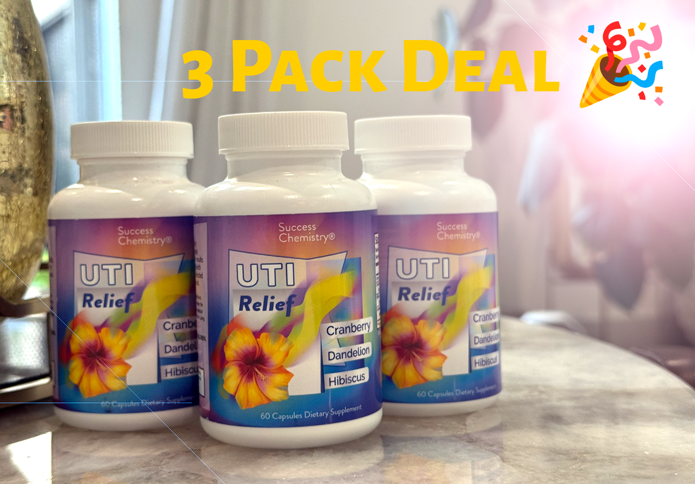 Success Chemistry UTI Relief 3-Pack - 60 Capsules Each - Natural D-Mannose & Cranberry Formula for Urinary Health Support - Vegan Cellulose Capsules - 3-Month Supply – image 6