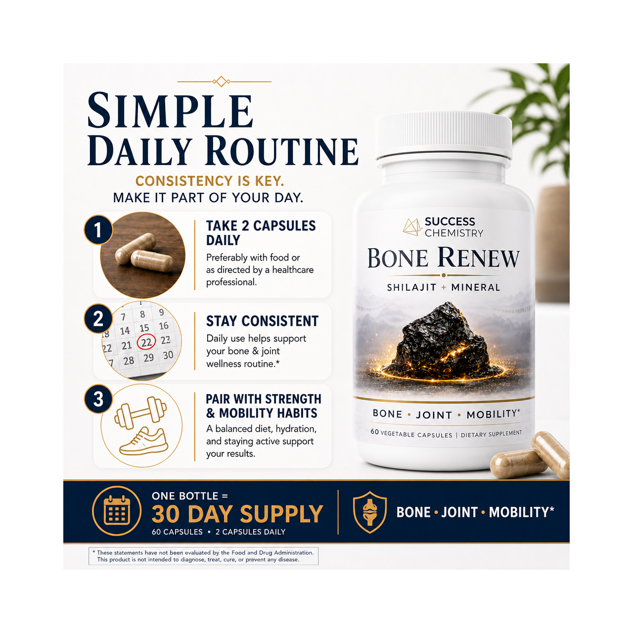 Success Chemistry Bone Renew - Bone & Joint Support with Shilajit, Magnesium & Ashwagandha - 60 Capsules – image 4