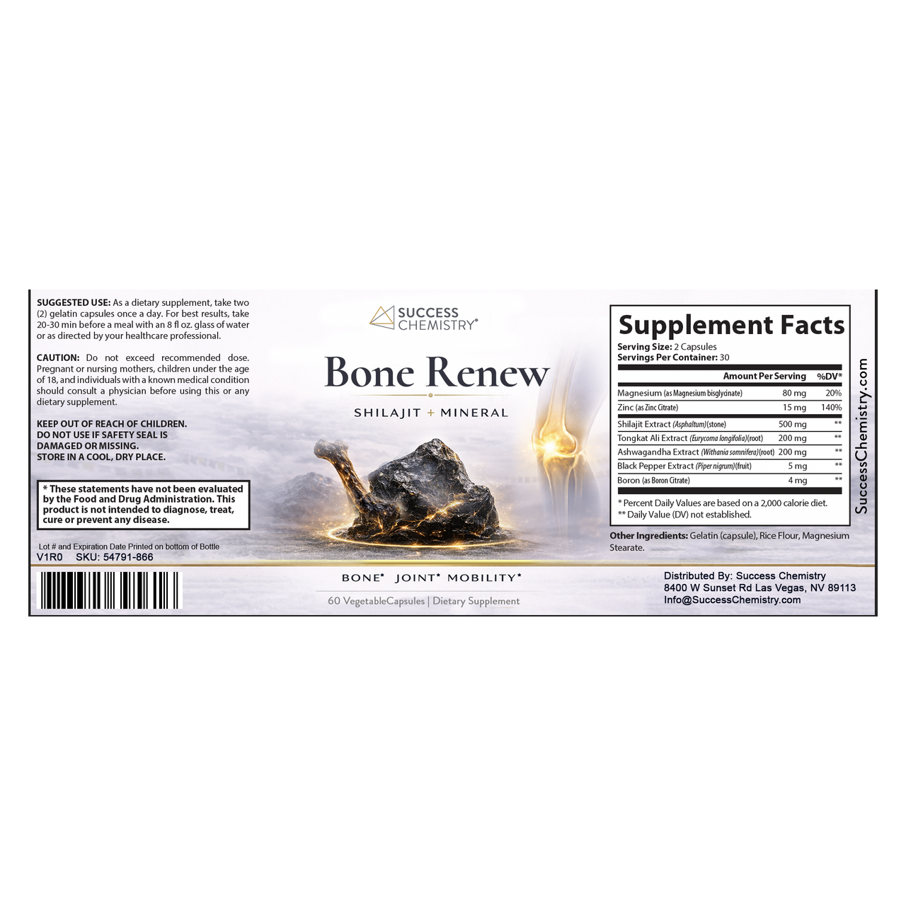 Success Chemistry Bone Renew - Bone & Joint Support with Shilajit, Magnesium & Ashwagandha - 60 Capsules – image 5
