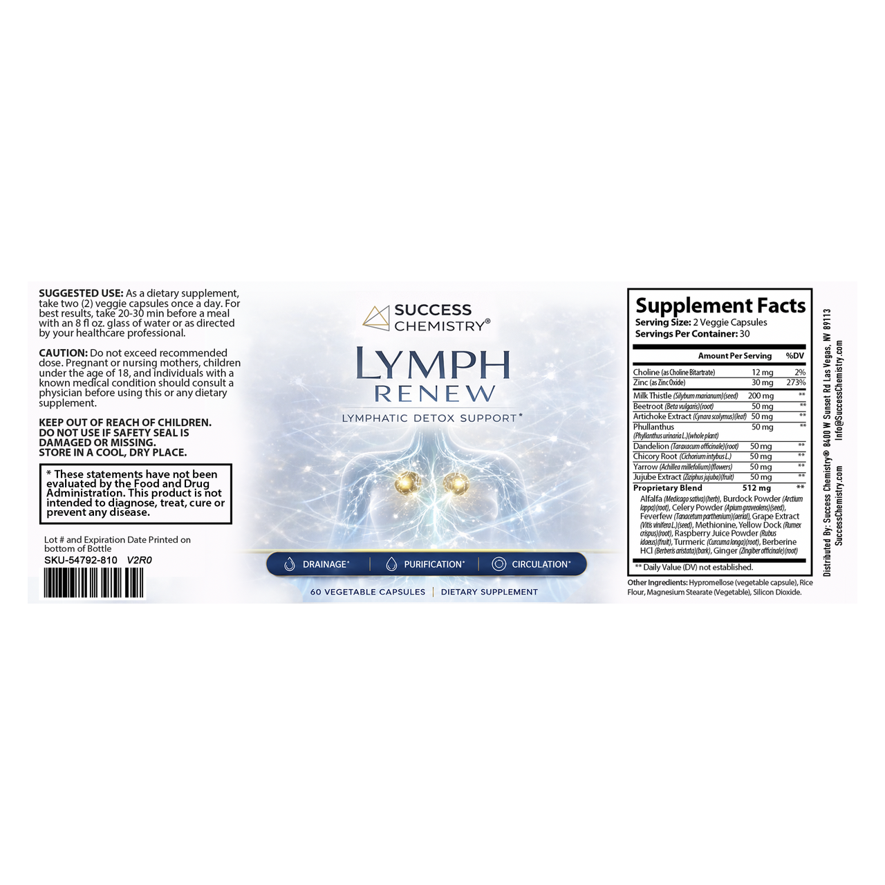 Success Chemistry Lymph Renew - Lymphatic Support with Milk Thistle, Beetroot & Artichoke - 60 Capsules – image 5