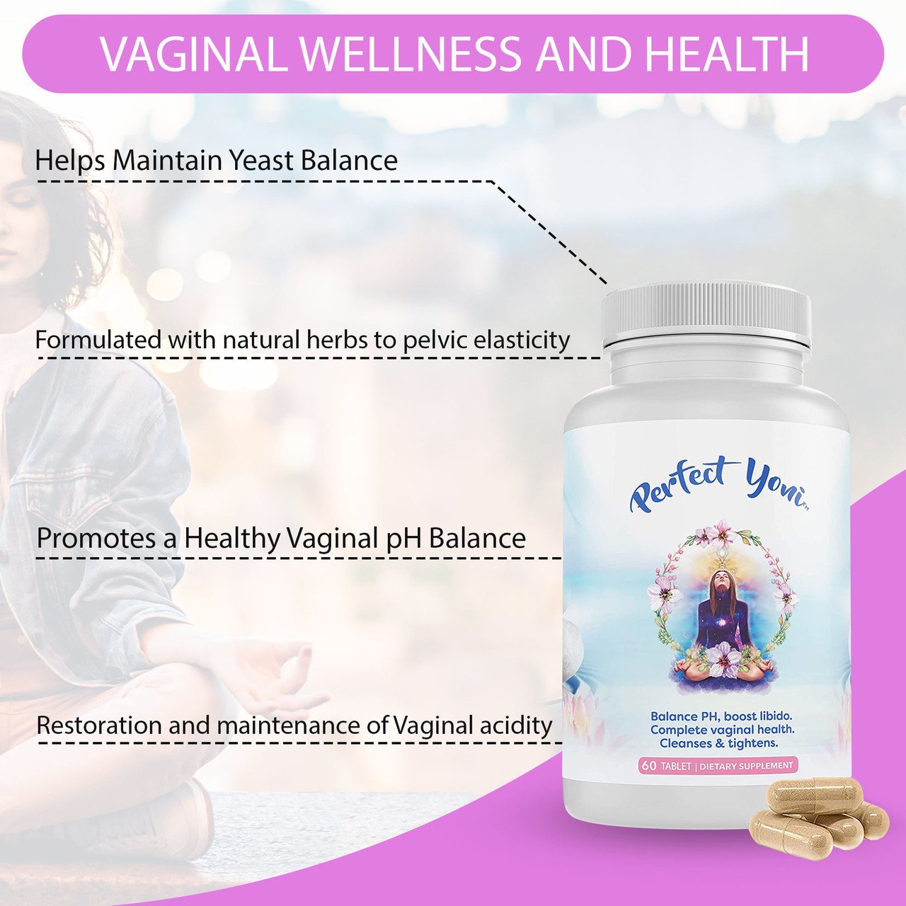 Perfect Yoni Organic Women's Probiotic - Vaginal Health Supplement | Perfect Yoni - 60 Capsules of Probiotics for Women – image 3