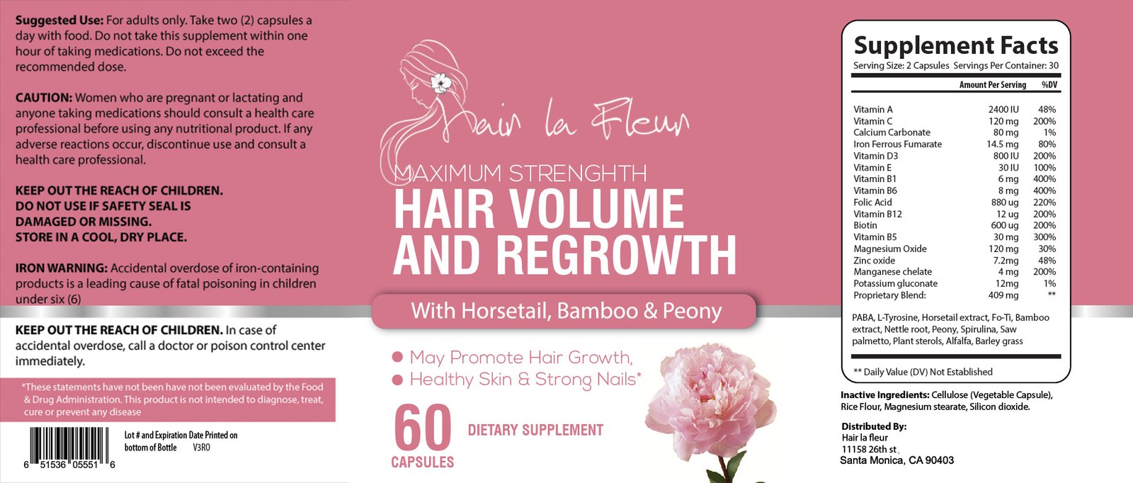 Hair La Fluer Maximum, Hair Growth, Island formulation with Horsetail, Bamboo and Peony extract – image 4